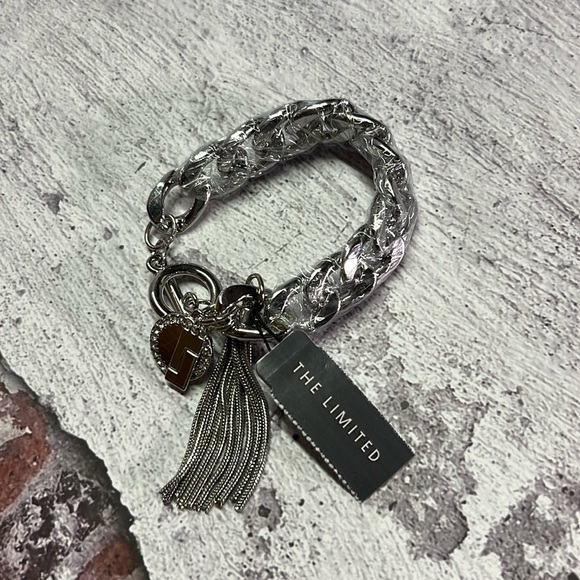 NWT The Limited Silver Tassel Charm Chain Bracelet - Picture 1 of 10